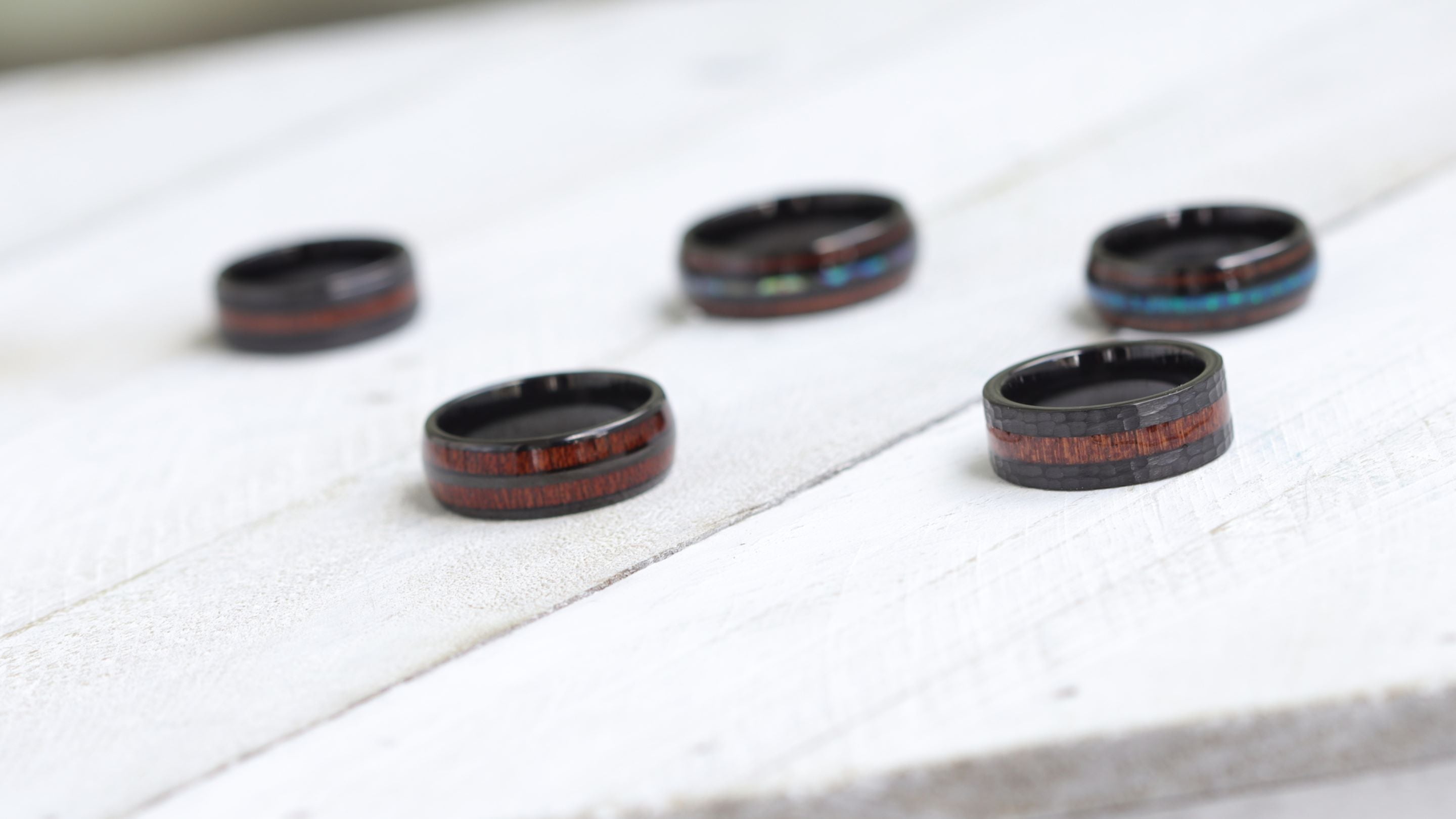Tungsten Rings Opal & Koa Wood Rings Hawaii LovinHawaii