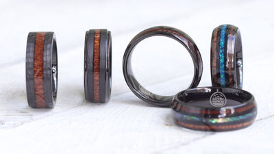 Koa wood tungsten rings