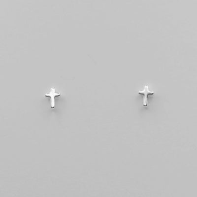 Tiny Cross Stud Earrings silver