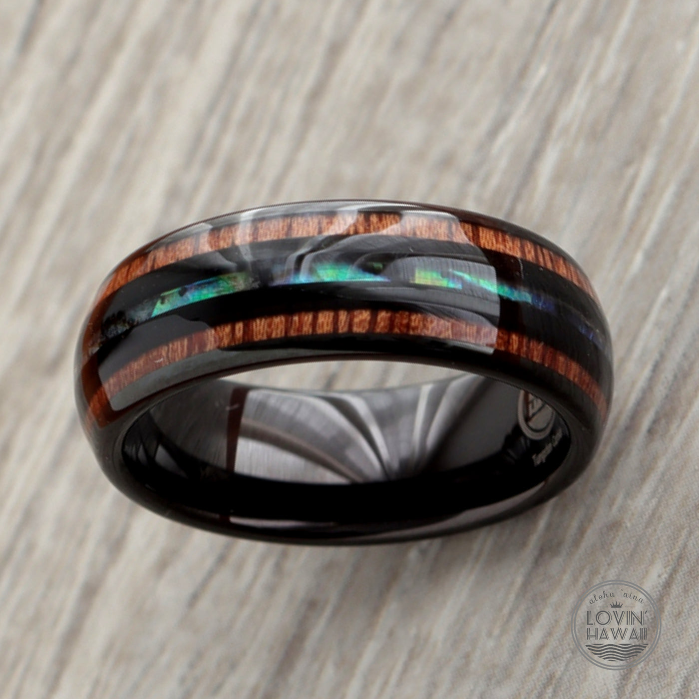 black tungsten ring opal