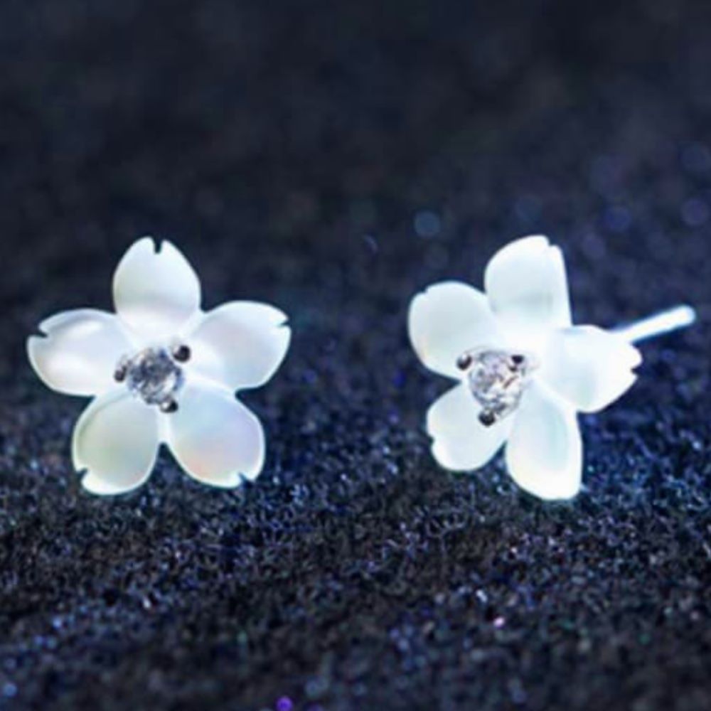 seashell Plumeria Stud Earrings