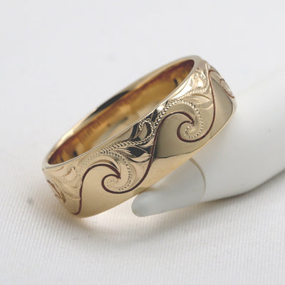 Mens wedding band with wave design