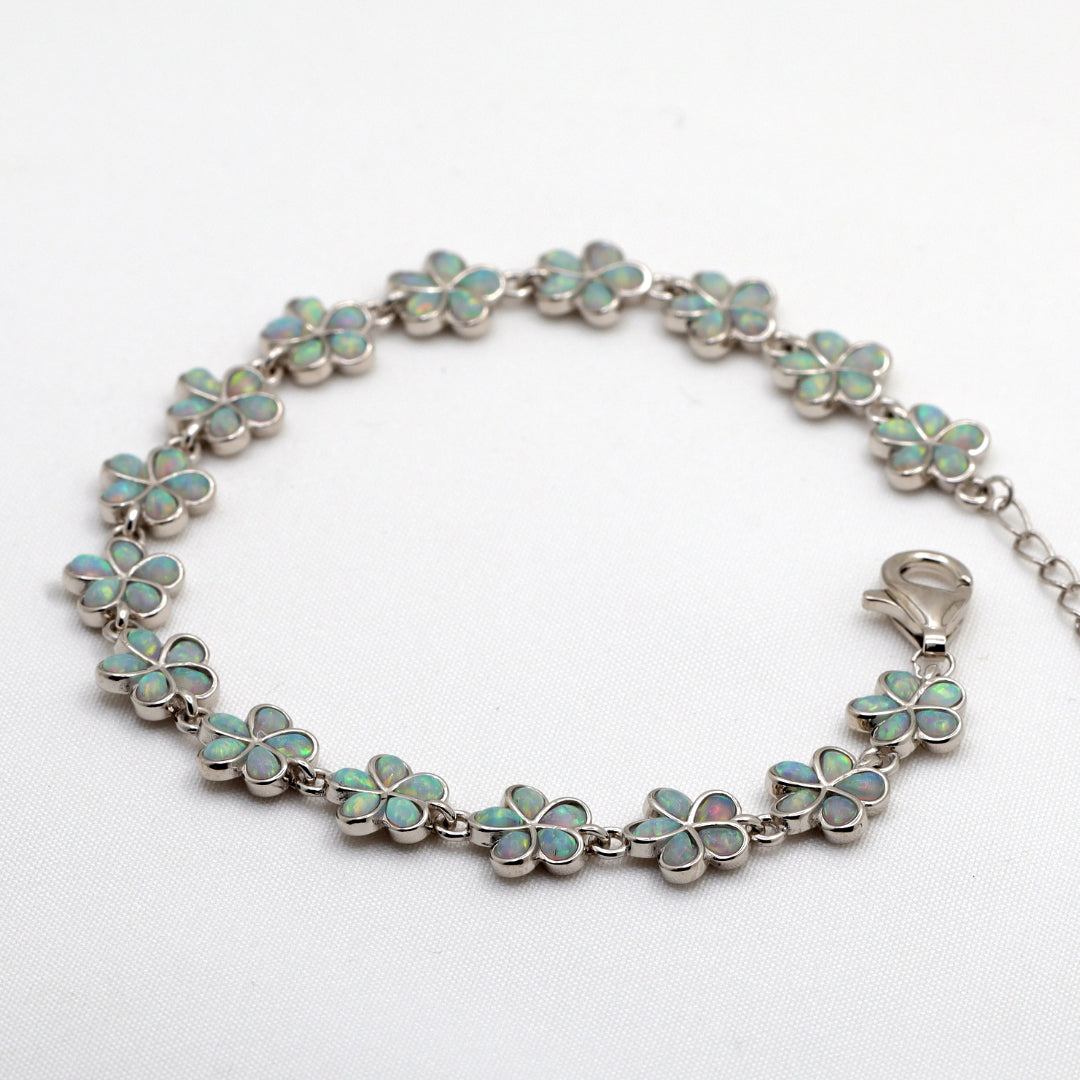 Sterling Silver Inlaid Opal & newest White Shell Bracelet