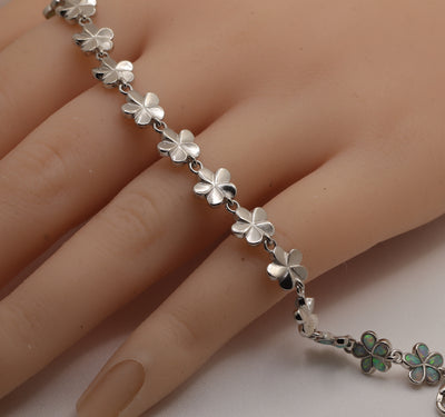 Silver Plumeria Flower Bracelet