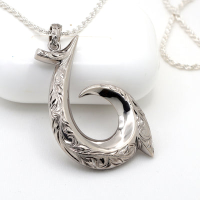Handmade fishhook silver pendant