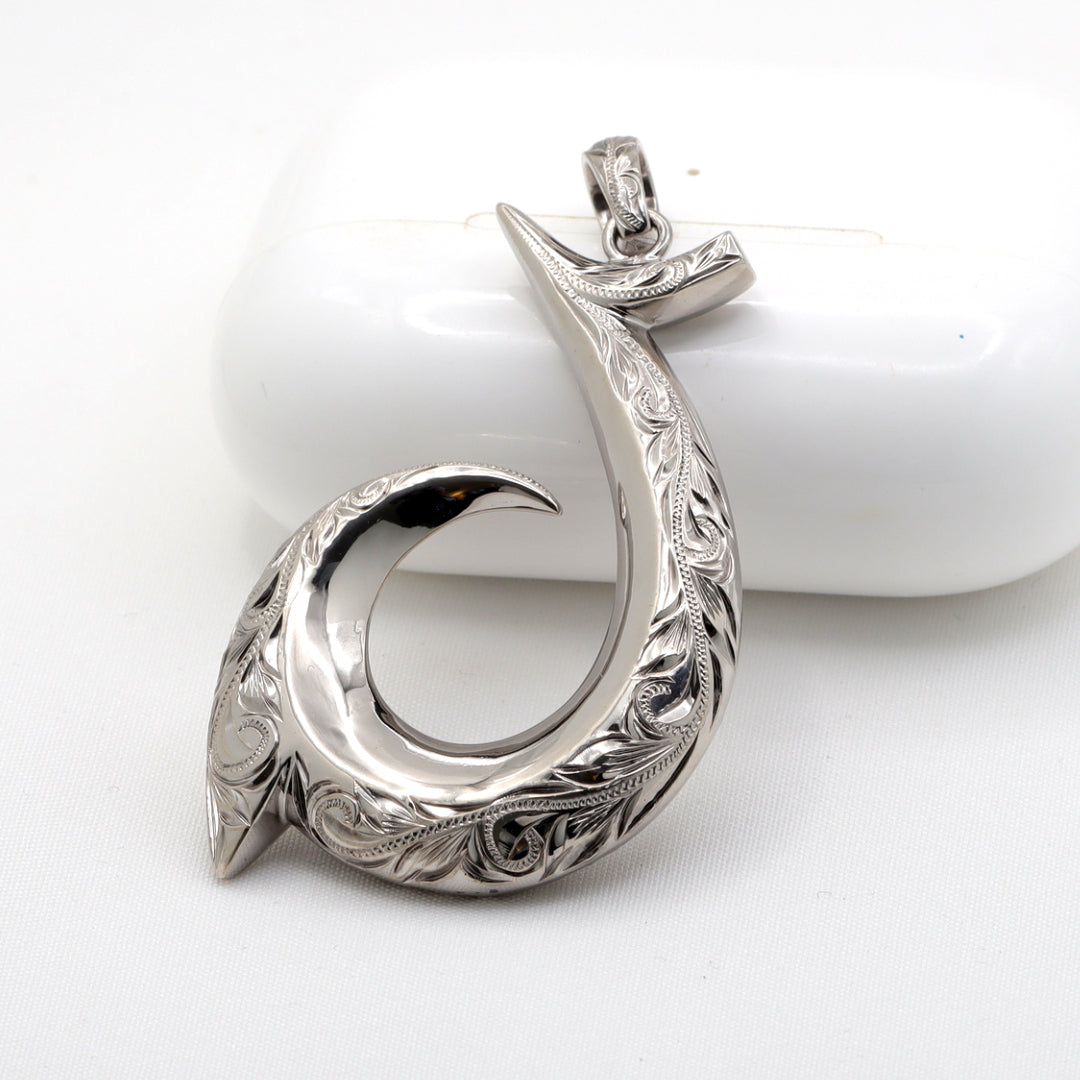 Hawaii Maui Hook Necklace Hawaiian Jewelry Handmade Large Koa Wood