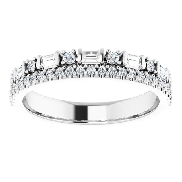 14K Gold 1/2 CTW Natural Diamond Double Row Anniversary Band