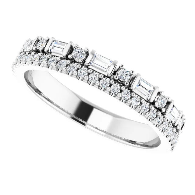 14K Gold 1/2 CTW Natural Diamond Double Row Anniversary Band
