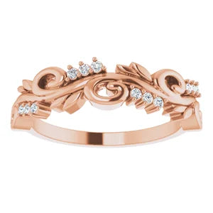 Rose Gold Diamond Floral Anniversary Band