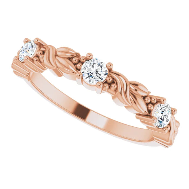 Rose gold Sculptural Maile Anniversary ring