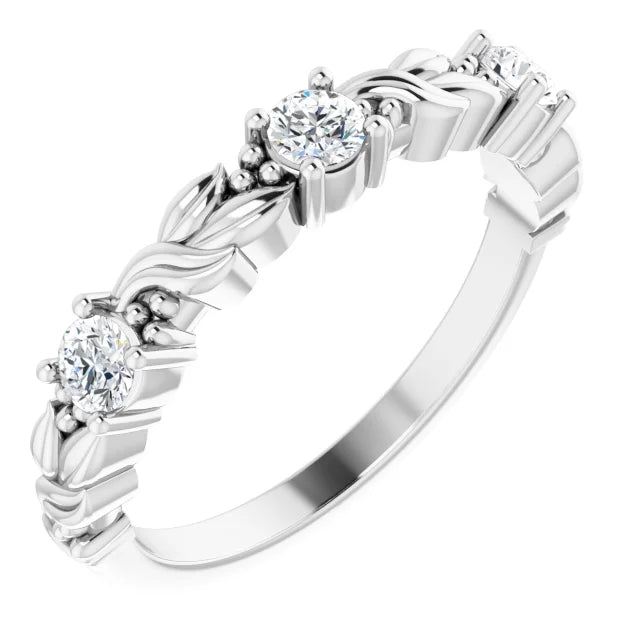 White gold Sculptural Maile Anniversary band