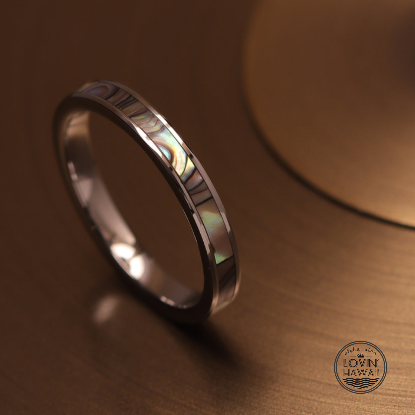 3mm abalone tungsten ring