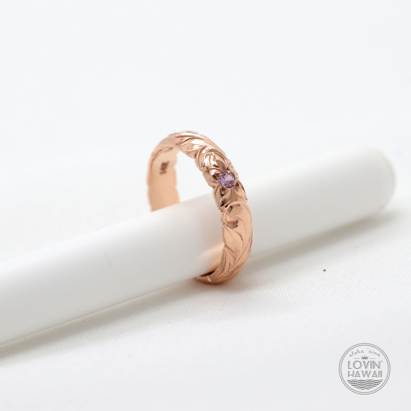 rose gold ring with pink sapphire