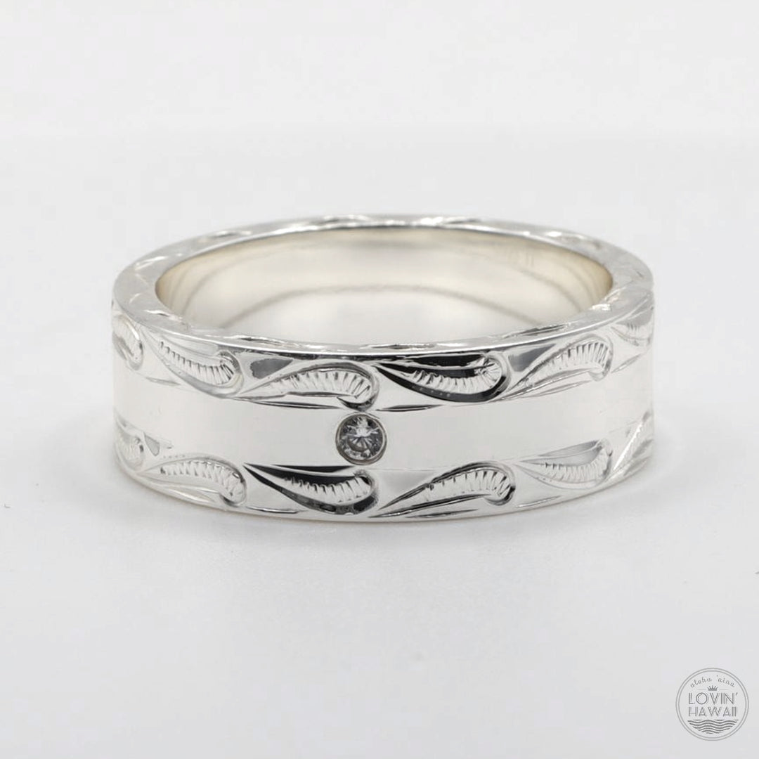 Personalized 8mm Hawaiian Ring - Solid 925 Sterling Silver With