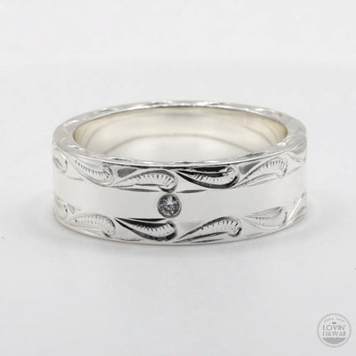 Pair Of Sterling Silver Rhodium Coated Hand Engraved Hawaiian Rings