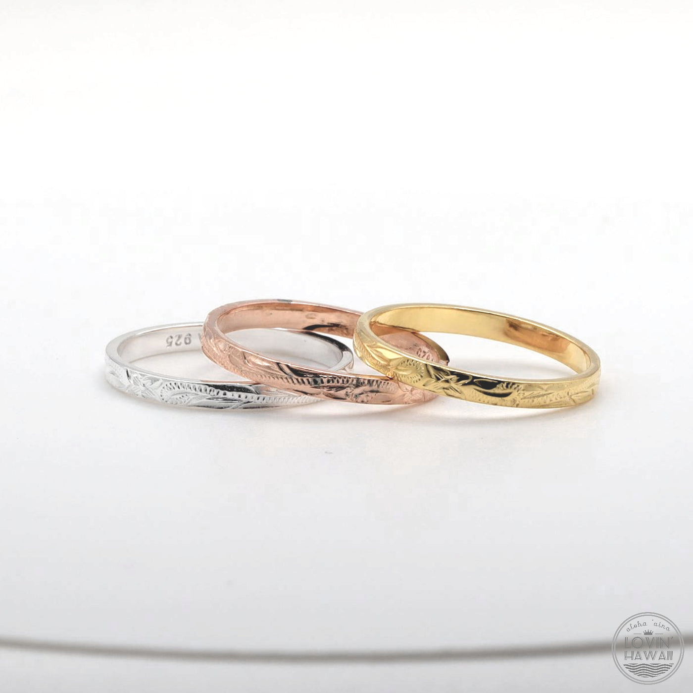 three color Hawaiian ring set