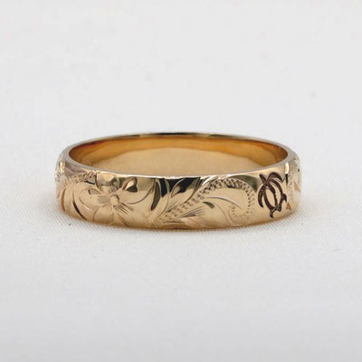 Sea turtle wedding gold ring