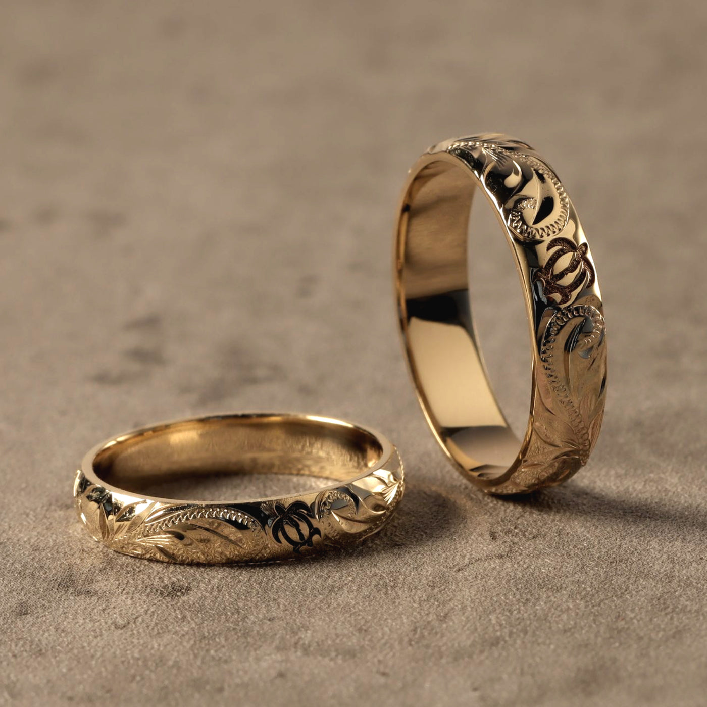 Hawaii Sea turtle wedding ring set