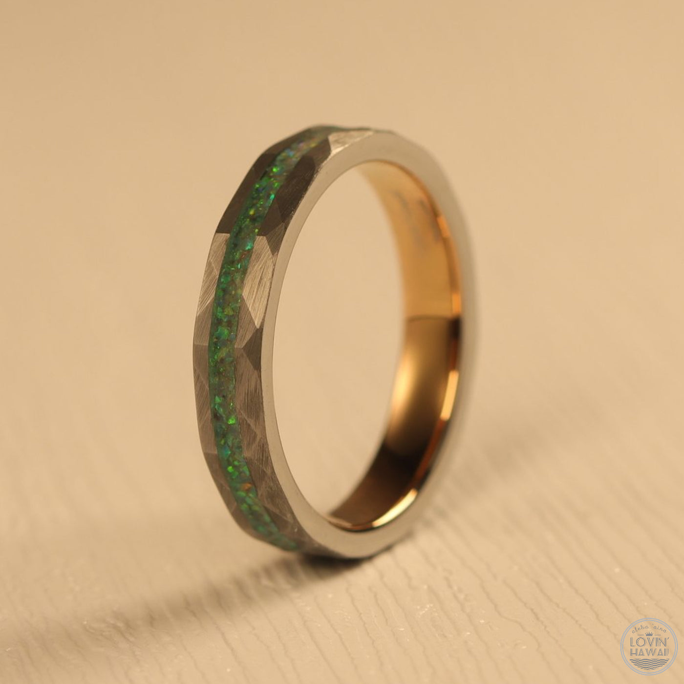 hammered wedding band for women