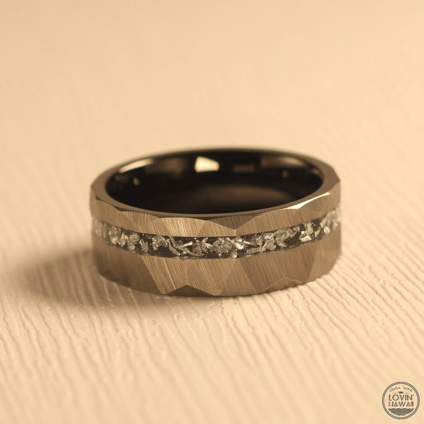 Meteorite Ring Mens Style | Hammered Ring | Lovin'Hawaii Jewelry ...