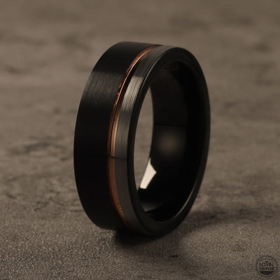 Black Tungsten Ring and brushed surface