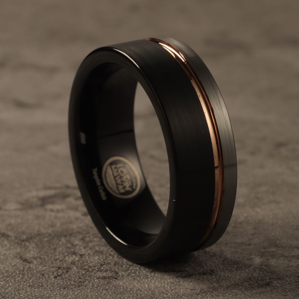 Black Tungsten Ring with brushed surface