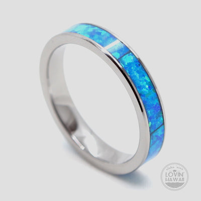 Blue opal tungsten ring 4mm