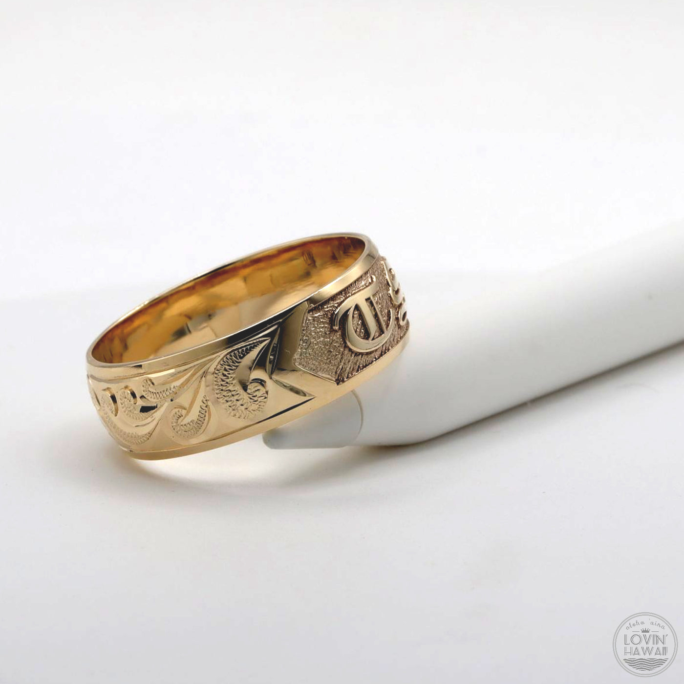 Hawaiian customizable gold ring with name