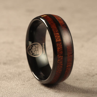 black Hawaiian tungsten ring