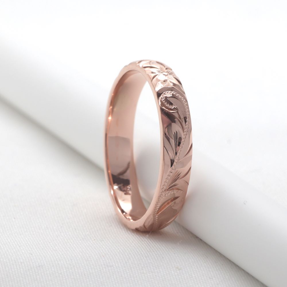 rose gold band engagement ring