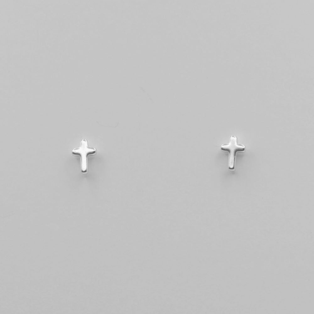 Tiny Cross Stud Earrings silver
