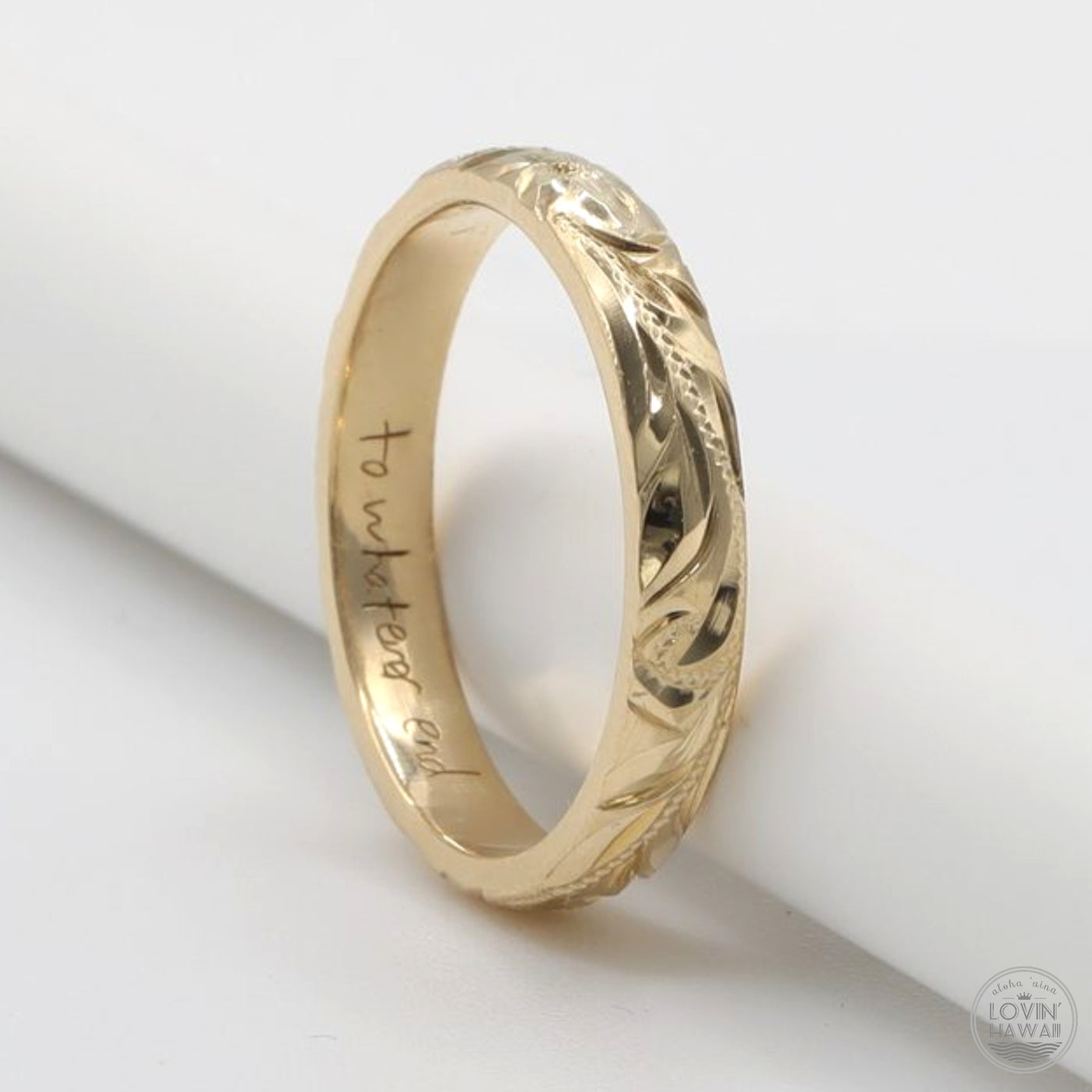 Traditional Hawaiian Hand Engraved 3 Tone 14k Gold Ring (Flat style) –  Aolani Hawaii