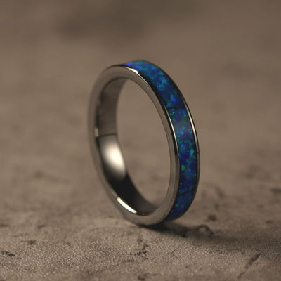 blue opal tungsten ring 4mm