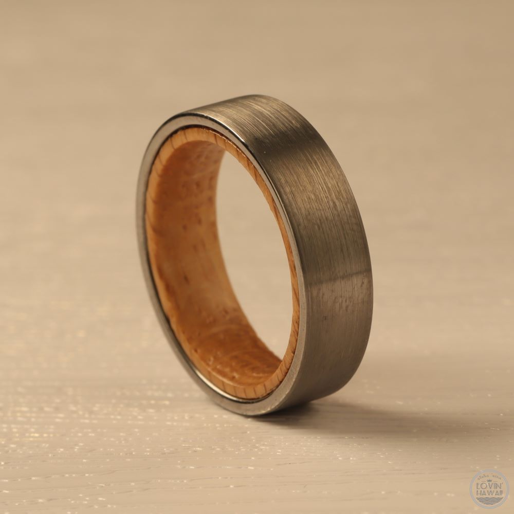 brushed surface tungsten ring with wood