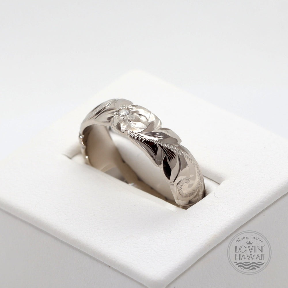 white gold ring with diamonds