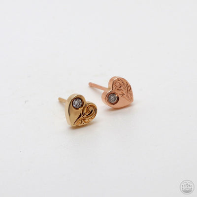 Gold heart stud earring set