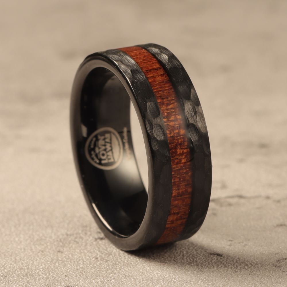Black Tungsten Carbide Ring | Koa Wood Ring – LovinHawaii