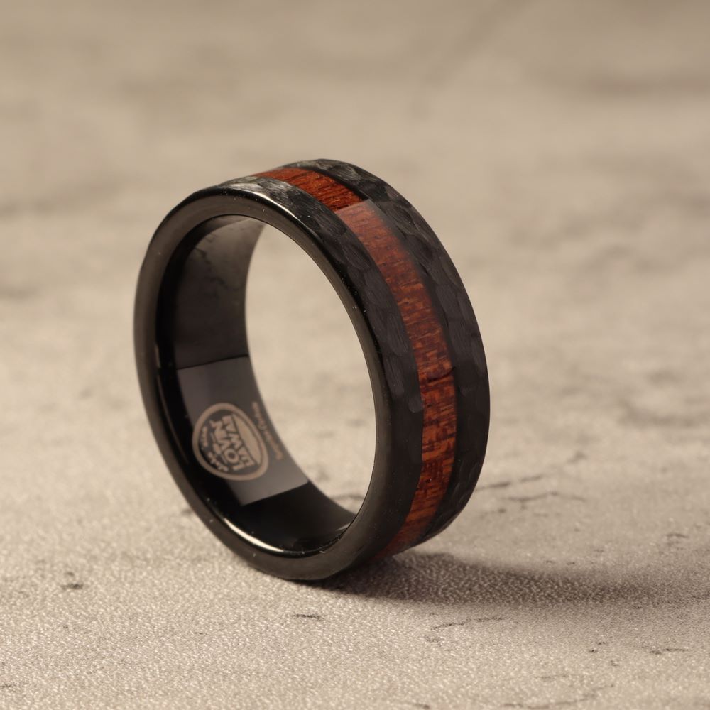 Black Tungsten Carbide Ring | Koa Wood Ring – LovinHawaii