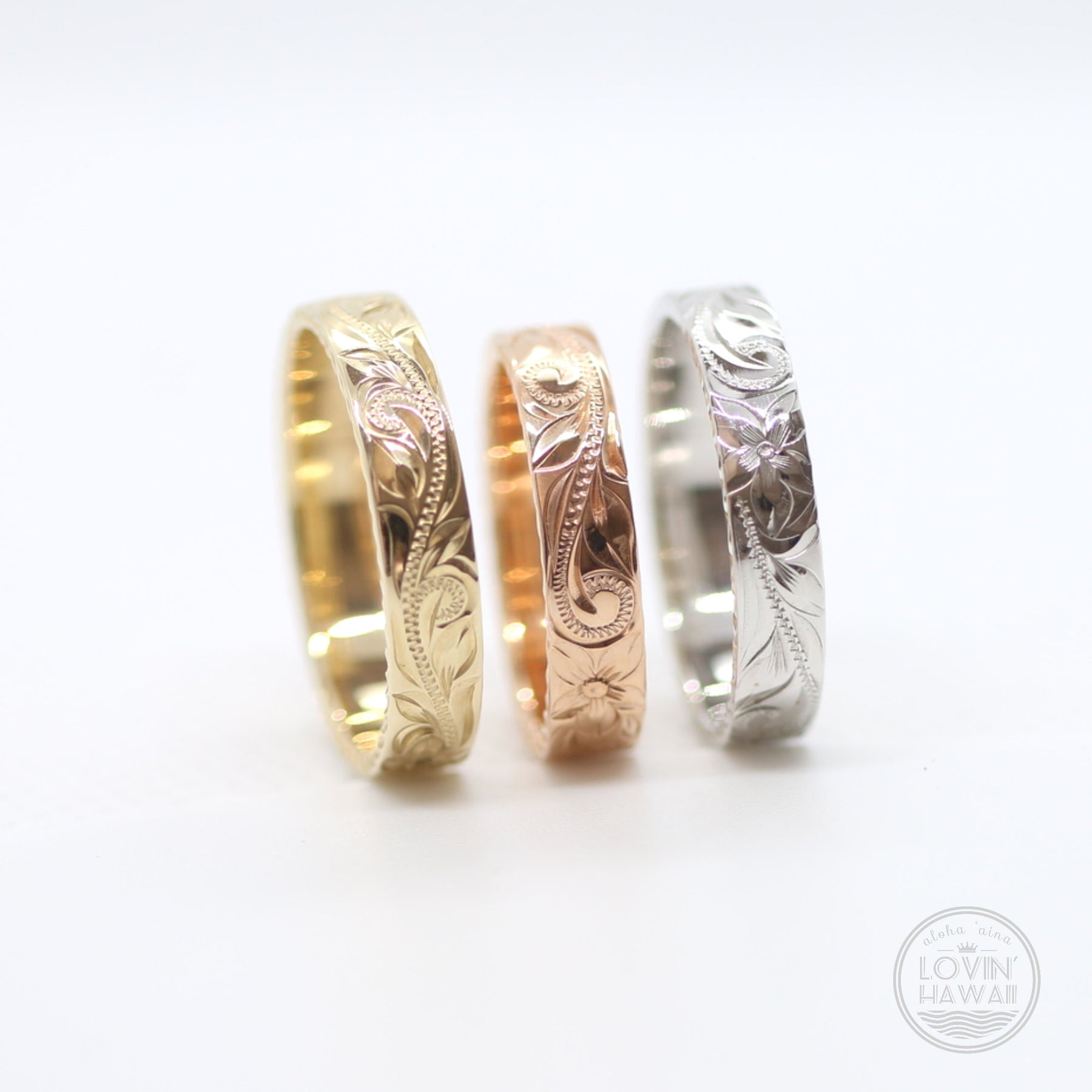 Hawaiian Wedding Bands 14K Gold White Gold Made In Hawaii LovinHawaii Hawaiian wedding bands 14k gold white gold made in hawaii lovinhawaii