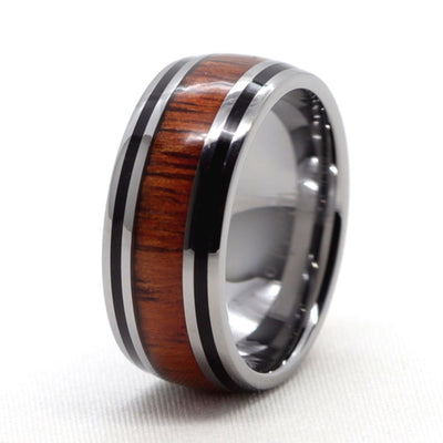 koa wood inlay rings from hawaii