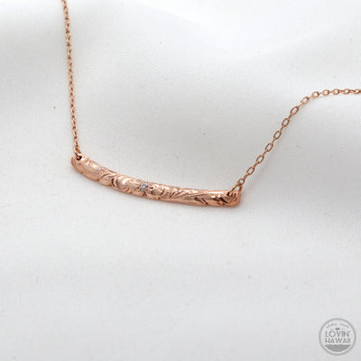 rose gold bar necklace with diamonds
