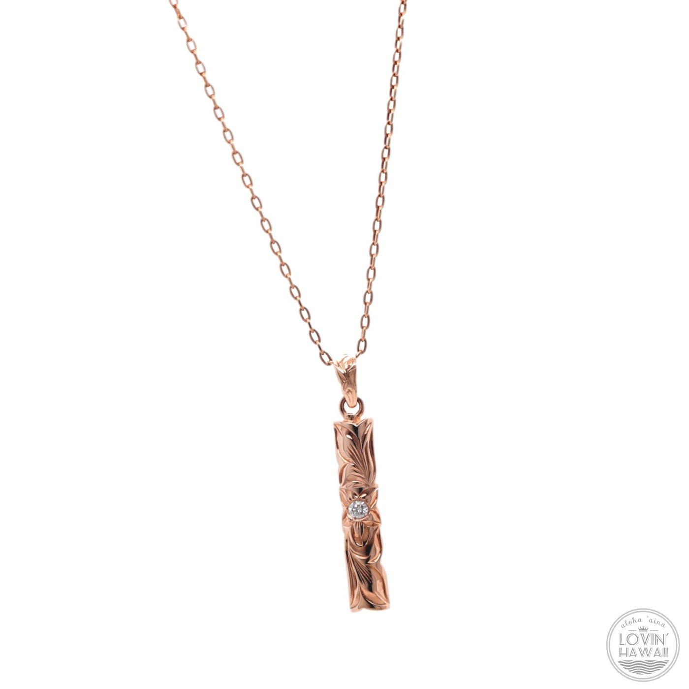 rose gold necklace with diamond pendant