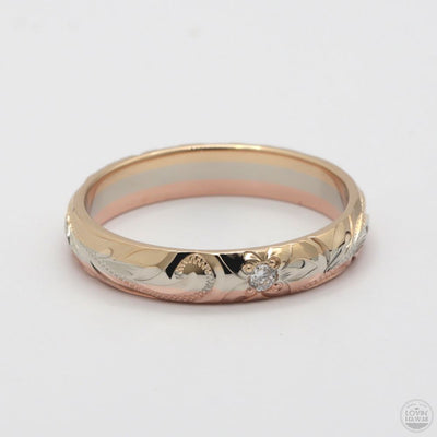 tri color gold diamond ring