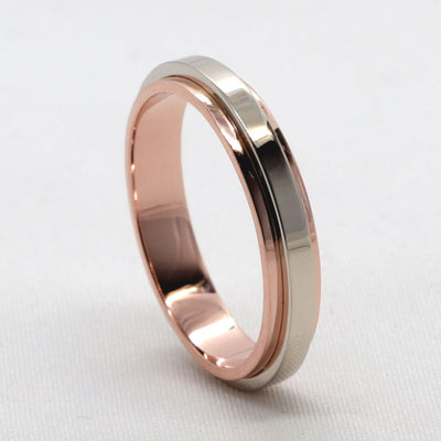 Two Tone Gold Wedding Band ( 4mm Width)
