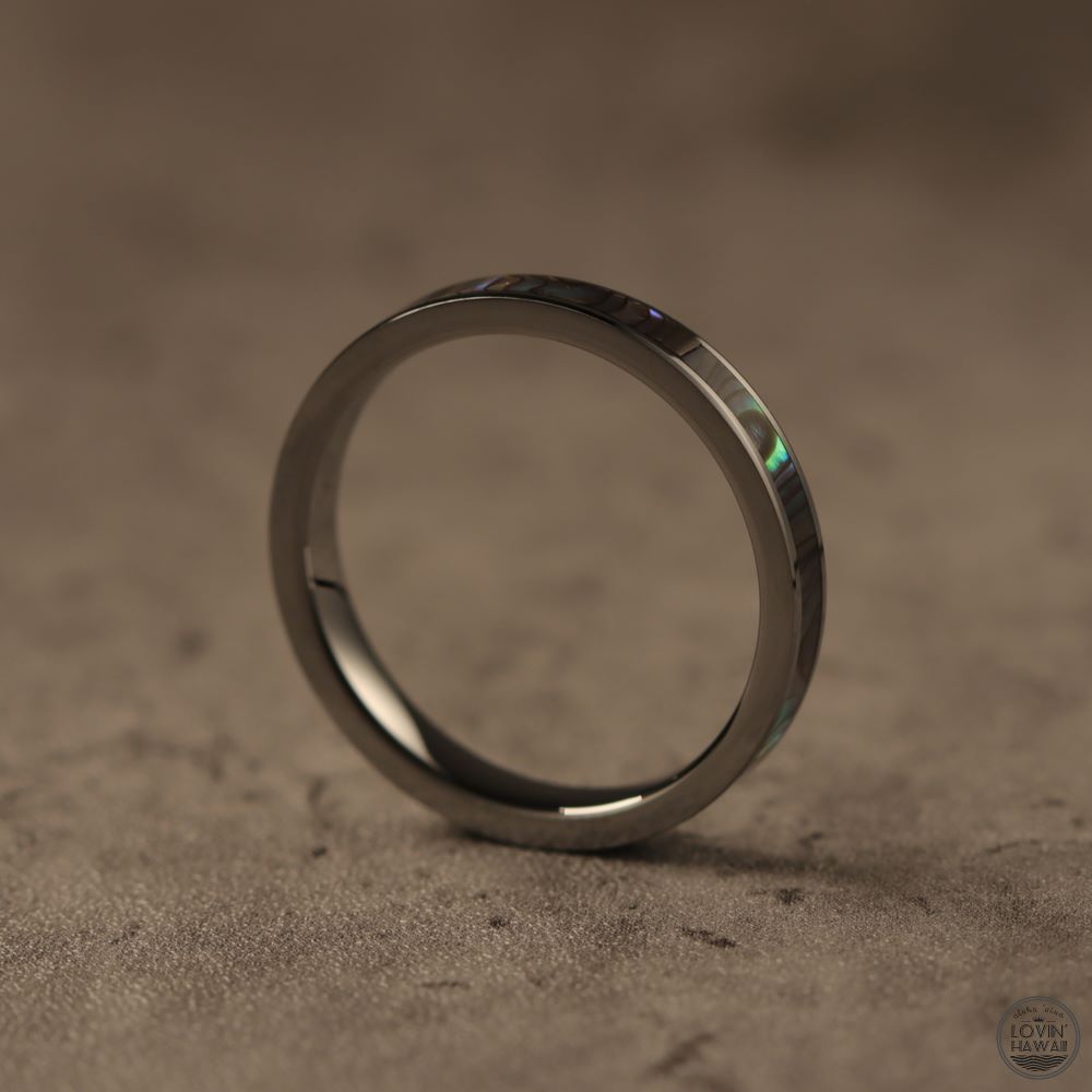 Mother of Pearl Tungsten Ring with Diamond | Camo Ever After Mother of Pearl Tungsten Ring with Diamond | Camo Ever After
